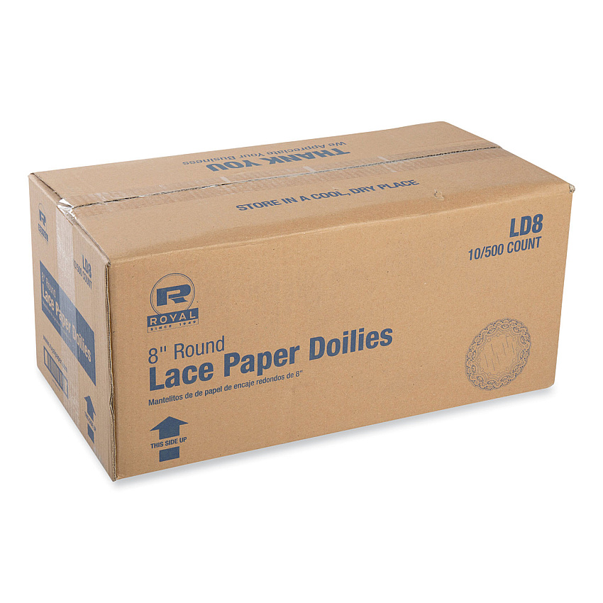 AmerCareRoyal Lace Doilies, Round, 8", White, 5,000/Carton (LD8)
