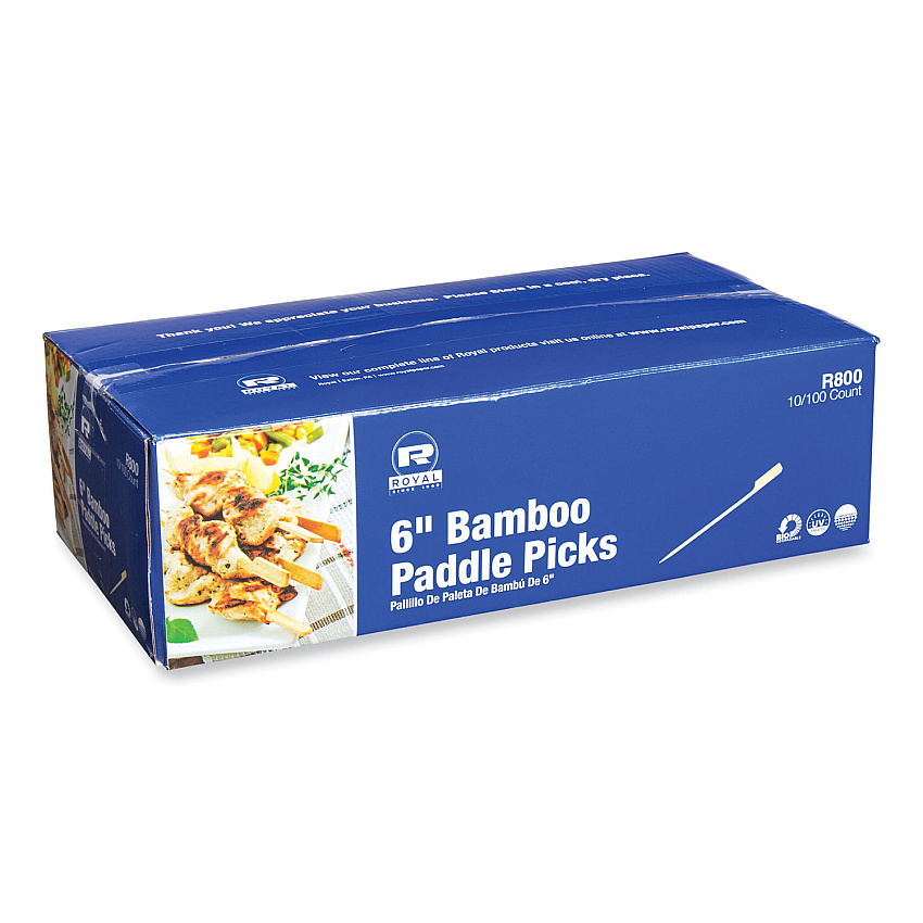 AmerCareRoyal Bamboo Paddle Picks, 6", Natural, 1,000/Carton (R800)