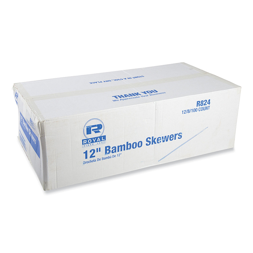 AmerCareRoyal Bamboo Skewers, Paper, 12", Natural, 9,600/Carton (R824)