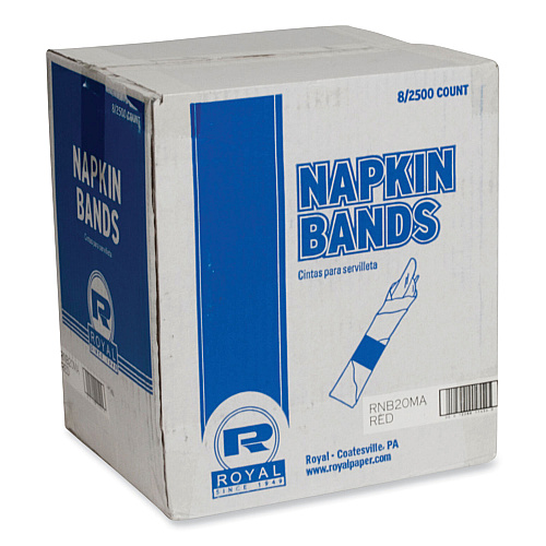 AmerCareRoyal Napkin Bands, Red, 1.5", 2,500/Pack, 8 Packs/Carton (RNB20MA)