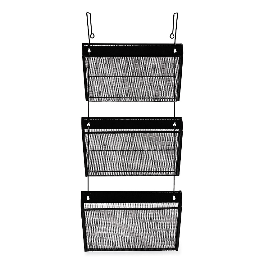Universal Mesh Three-Pack Wall Files, 3 Sections, Letter Size, 14.13" x 3.38" x 8.5", Black (UNV20011)
