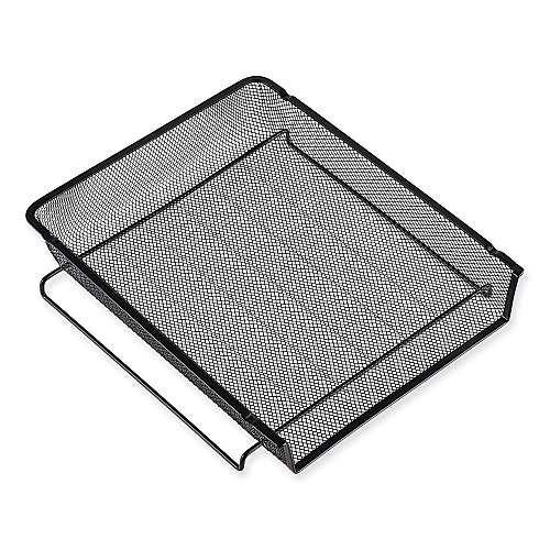 Universal Deluxe Mesh Stacking Side Load Tray, 1 Section, Legal Size Files, 17" x 10.88" x 2.5", Black (UNV20012)