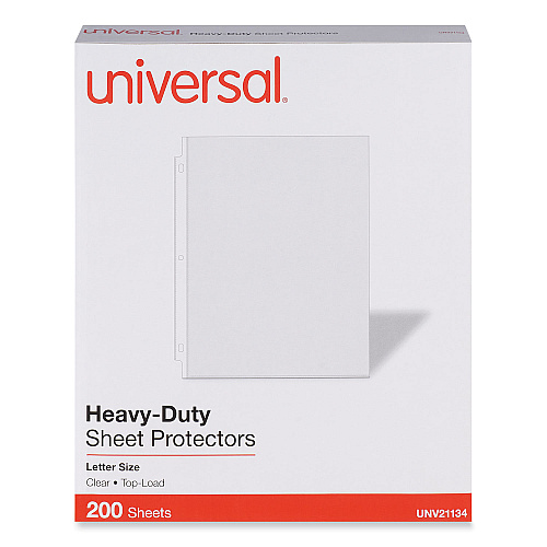 Universal Top-Load Poly Sheet Protectors, Heavy Gauge, Letter Size, Clear, 200/Pack (UNV21134)