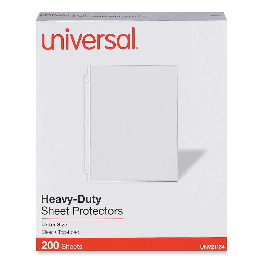 Universal Top-Load Poly Sheet Protectors, Heavy Gauge, Letter Size, Clear, 200/Pack (UNV21134)
