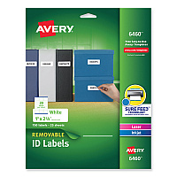 Avery Removable Multi-Use Labels, Inkjet/Laser Printers, 1 x 2.63, White, 30/Sheet, 25 Sheets/Pack (6460)