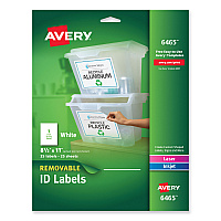 Avery Removable Multi-Use Labels, Inkjet/Laser Printers, 8.5 x 11, White, 25/Pack (6465)