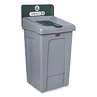 Slim Jim Recycling Station 1-Stream, Compost Collection Station, 33 gal, Resin, Gray