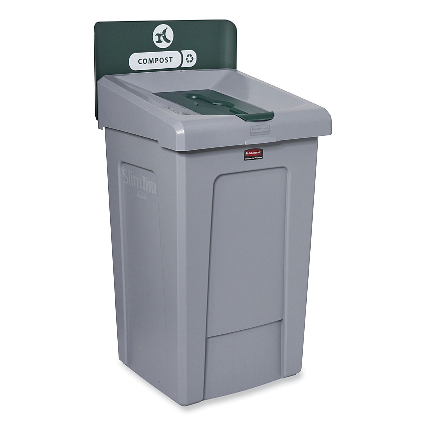 Slim Jim Recycling Station 1-Stream, Compost Collection Station, 33 gal, Resin, Gray