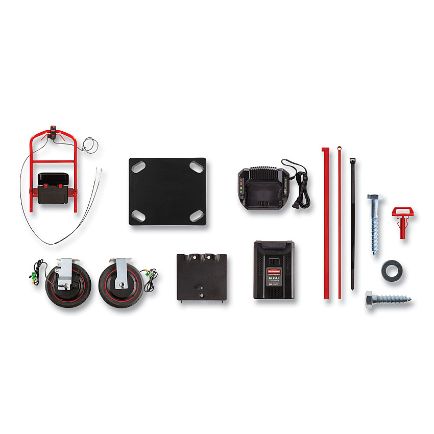 Rubbermaid Commercial Motorized Kit for 24" x 48" Platform Trucks, Medium, DC Motor, 60 V Lithium-Ion Battery, 0.5 mph to 3 mph, Black/Red (2173663)