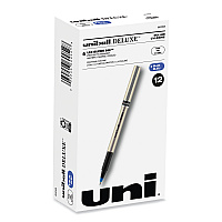 uni-ball Deluxe Roller Ball Pen, Stick, Fine 0.7 mm, Blue Ink, Champagne/Black/Blue Barrel, Dozen 0.7 mm Fine Pen Point - Blue Ink - Champagne Barrel - 1 Dozen (60053)