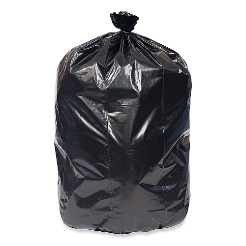 Pitt Plastics Eco Strong Plus Can Liners, 60 gal, 1.7 mil, 38" x 58", Black, Perforated Roll, 100/Carton (PCRL385820K)