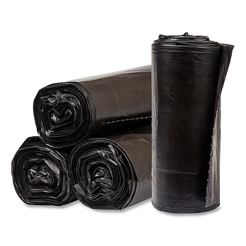 Pitt Plastics Eco Strong Can Liners, 60 gal, 1.35 mil, 38" x 58", Black, Perforated Roll, 100/Carton (EC385812K)