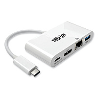 Tripp Lite USB 3.1 Gen 1 USB-C to HDMI Adapter, USB-A/USB-C PD Charging/Gigabit Ethernet, 3", White (U44406NHGUC)