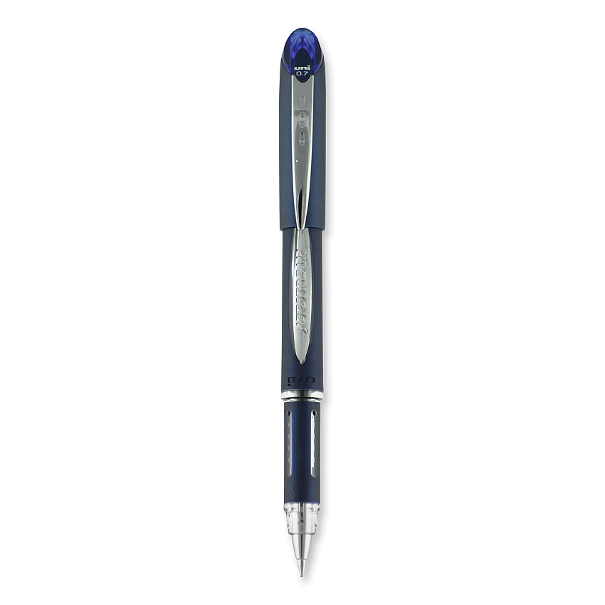 uni-ball Jetstream Hybrid Gel Pen, Stick, Fine 0.7 mm, Blue Ink, Blue/Silver Barrel (40174)