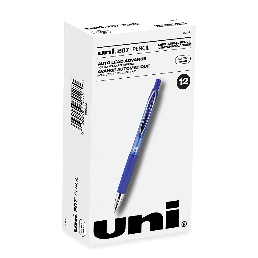 uni-ball 207 Mechanical Pencil, 0.7 mm, HB (#2), Black Lead, Blue Barrel, Dozen (70127)
