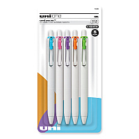 uni-ball uniONE Gel Pen, Retractable, Medium 0.7 mm, Assorted Fashion Ink Colors, Assorted Barrel Colors, 5/Pack (70381)
