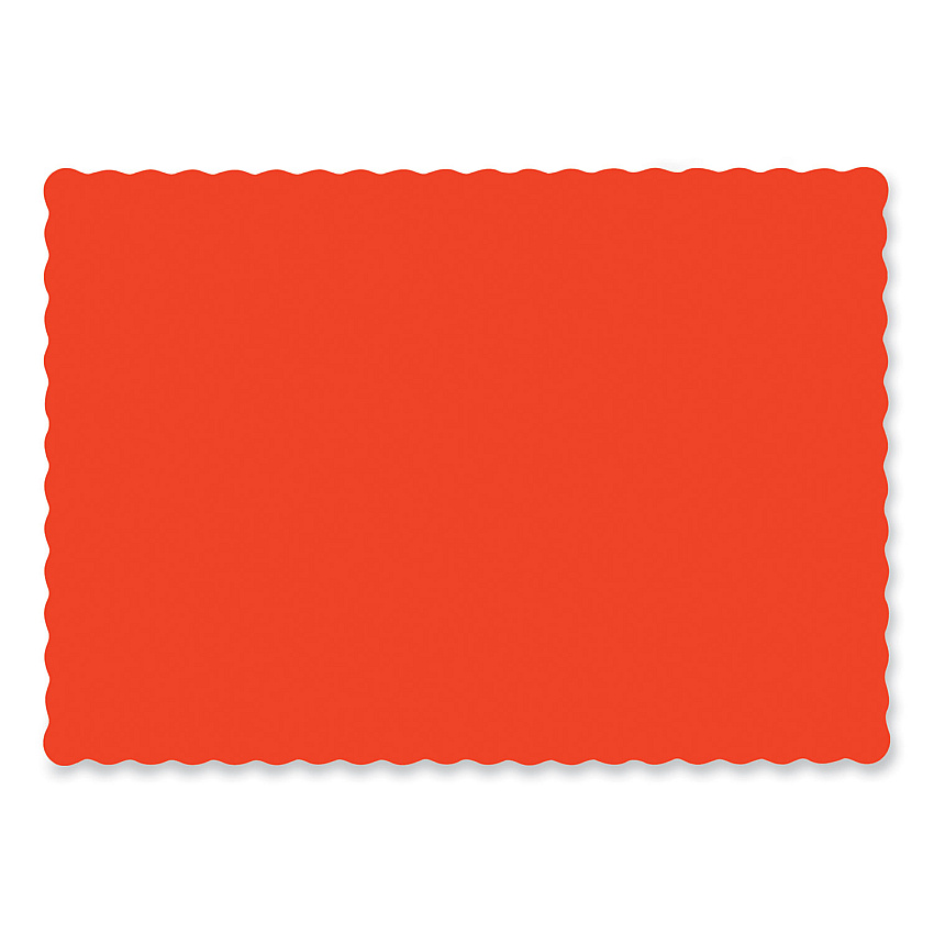 Hoffmaster Solid Color Scalloped Edge Placemats, 10 x 14, Bittersweet, 1,000/Carton (310555)