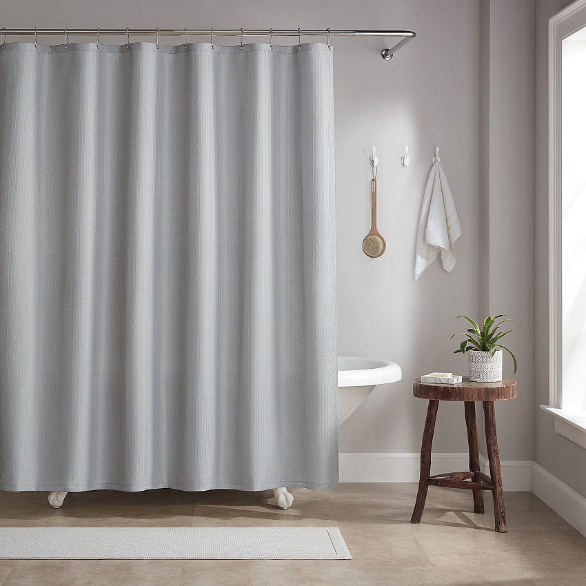 Host & Home Poly Shower Curtain Set 72x72 Raindrop Light Grey - 1 Set (P-SCSET-7272-LG)