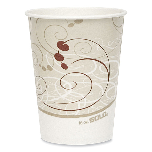 SOLO Double Sided Poly Paper Cold Cups, 16 oz, Symphony Design, 50/Sleeve, 20 Sleeves/Carton (RNP16PJ8000)