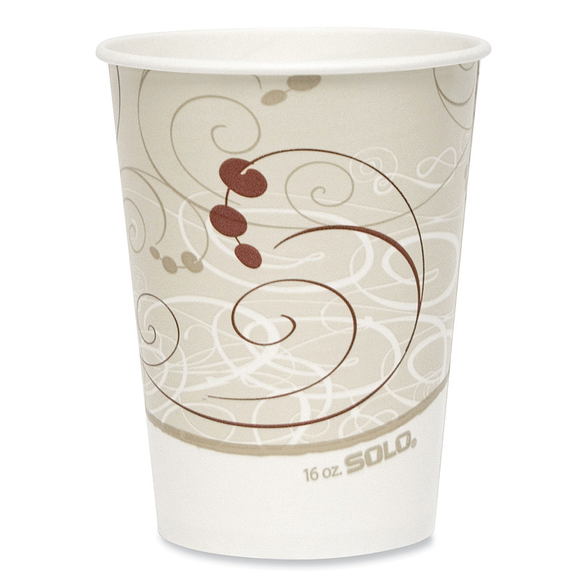 SOLO Double Sided Poly Paper Cold Cups, 16 oz, Symphony Design, 50/Sleeve, 20 Sleeves/Carton (RNP16PJ8000)