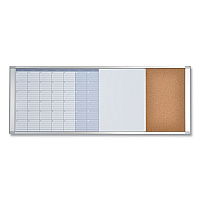 MasterVision Magnetic Calendar Combo Board, 48 x 18, White Surface, Aluminum Frame (XA429993700)