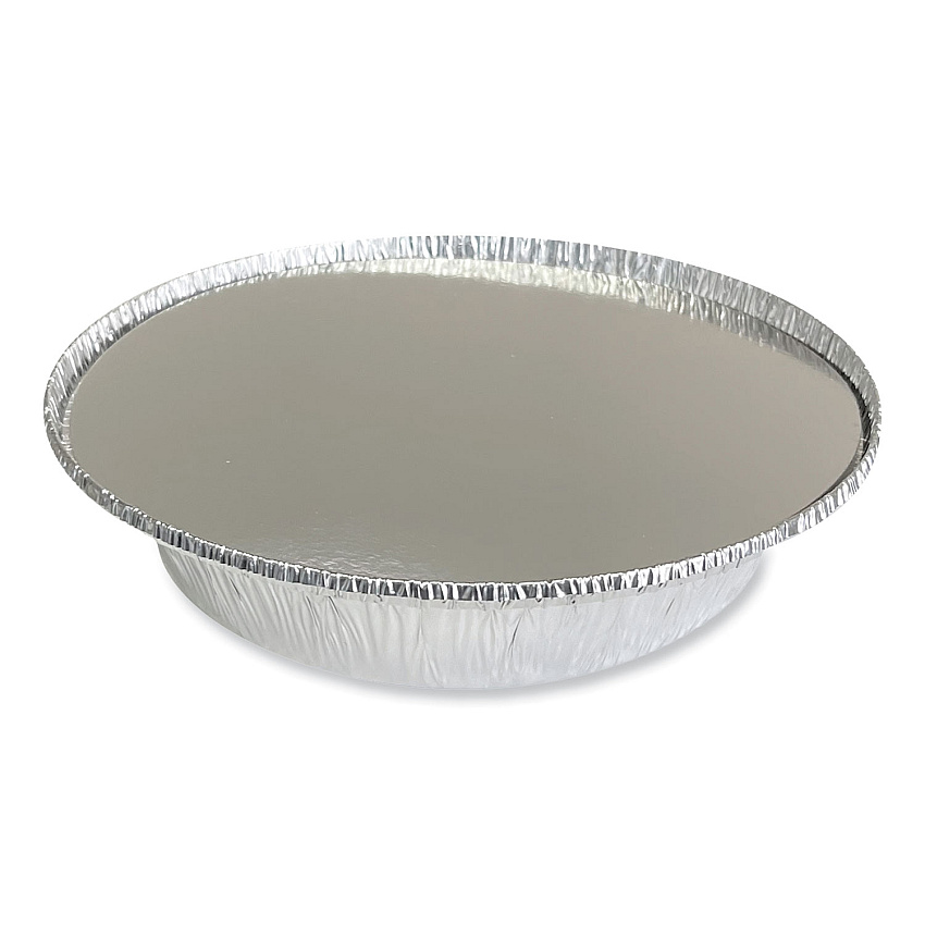 Boardwalk&reg; Round Aluminum To-Go Containers with Lid, 24 oz, 7" Diameter x 1.47"h, Silver 200/Carton (BWKROUND7COMBO)