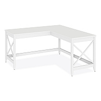 Workspace by Alera L-Shaped Farmhouse Desk, 58.27" x 58.27" x 29.53", White (ALEWSF5959WT)