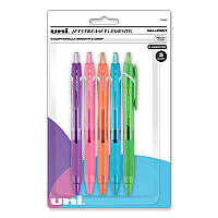 uni-ball Jetstream Elements Hybrid Gel Pen, Retractable, Medium 1 mm, Assorted Ink and Barrel Colors, 5/Pack (70138)