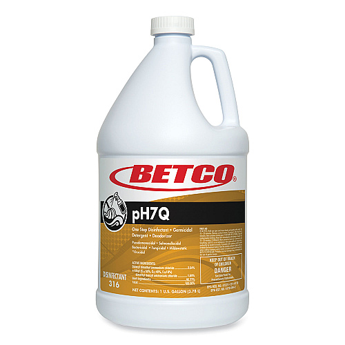 Betco pH7Q Dual Neutral Disinfectant Cleaner, Lemon Scent, 1 gal Bottle, 4/Carton (3160400)