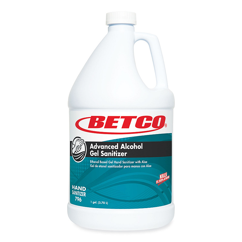 Betco Advanced Gel Hand Sanitizer, 1 gal Bottle, Light Fresh Scent, 4/Carton (7960400)