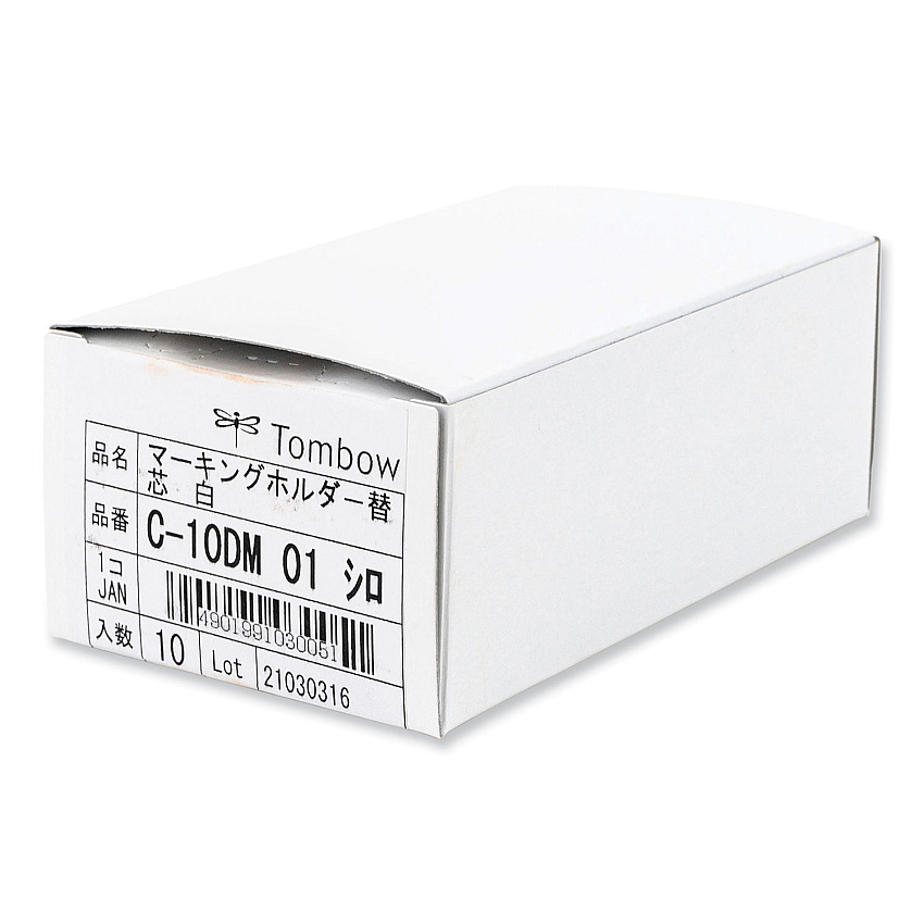 Tombow Mechanical Wax-Based Marking Pencil Refills, 4.4 mm, White, 10/Box (51539)