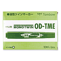 Tombow Mono Twin Bold Permanent Marker, Fine/Broad Tips, Black, 10/Box (56646)