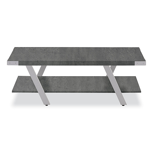Safco Coffee Table, Rectangular. 48 x 23.75 x 16, Stone Gray Top, Silver Base (MRCFTSGY)