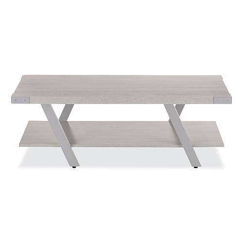 Safco Coffee Table, Rectangular, 51 x 23.78 x 16, White Ash Top, Silver Base (MRCFTWAH)