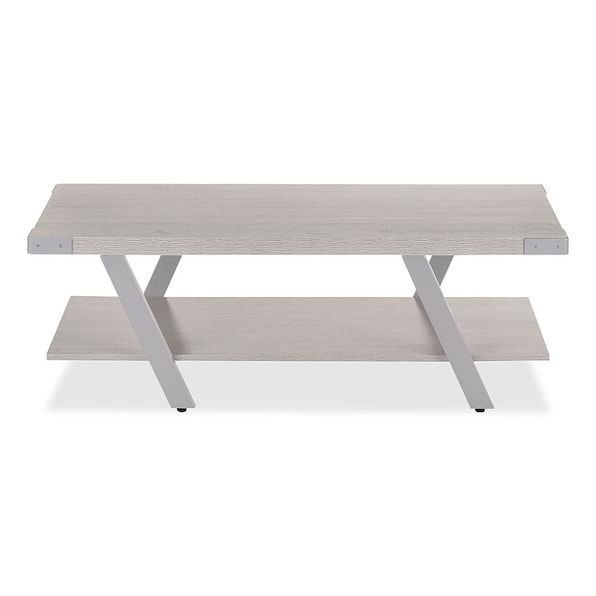 Safco Coffee Table, Rectangular, 51 x 23.78 x 16, White Ash Top, Silver Base (MRCFTWAH)