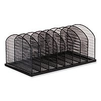 Safco Onyx Mesh Desk Organizer, Eight Upright Sections, Letter to Legal Size Files, 19.25 x 10.87 x 8.5, Black (3212BLKD)