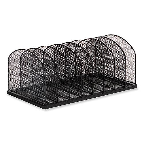Safco Onyx Mesh Desk Organizer, Eight Upright Sections, Letter to Legal Size Files, 19.25 x 10.87 x 8.5, Black (3212BLKD)