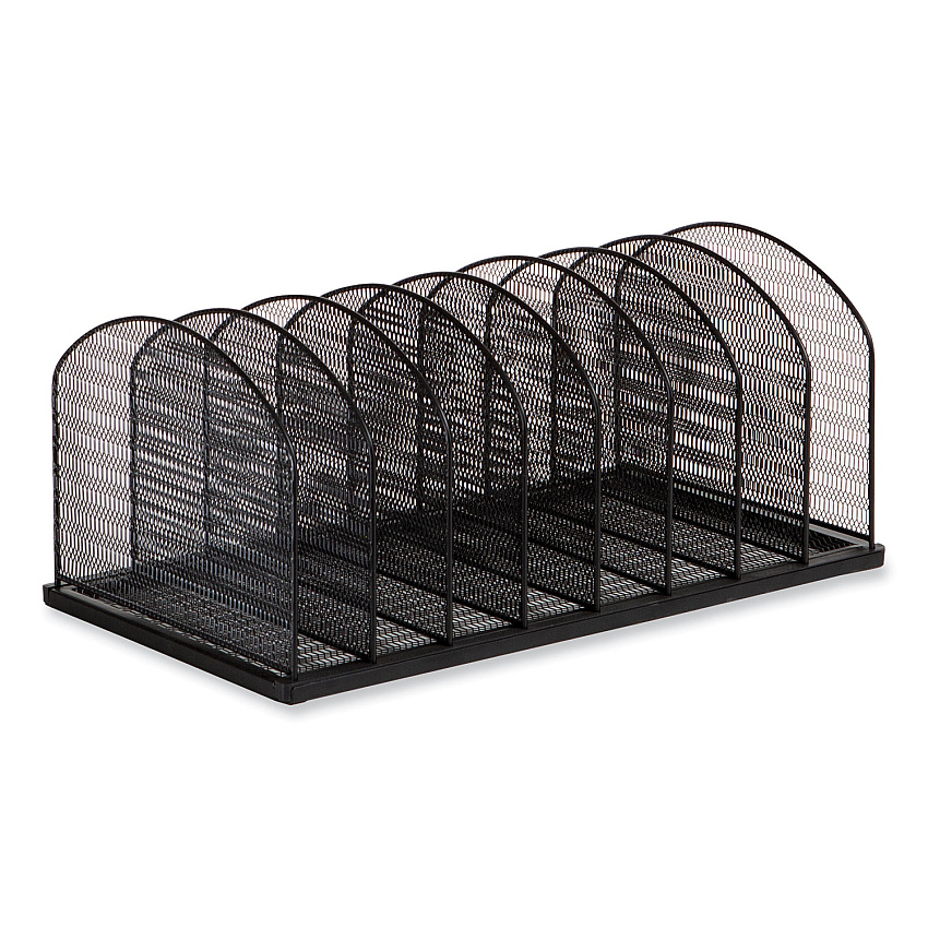 Safco Onyx Mesh Desk Organizer, Eight Upright Sections, Letter to Legal Size Files, 19.25 x 10.87 x 8.5, Black (3212BLKD)