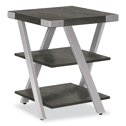 Safco End Table, Square, 20 x 20 x 25, Stone Gray Top, Silver Base (MRETSGY)