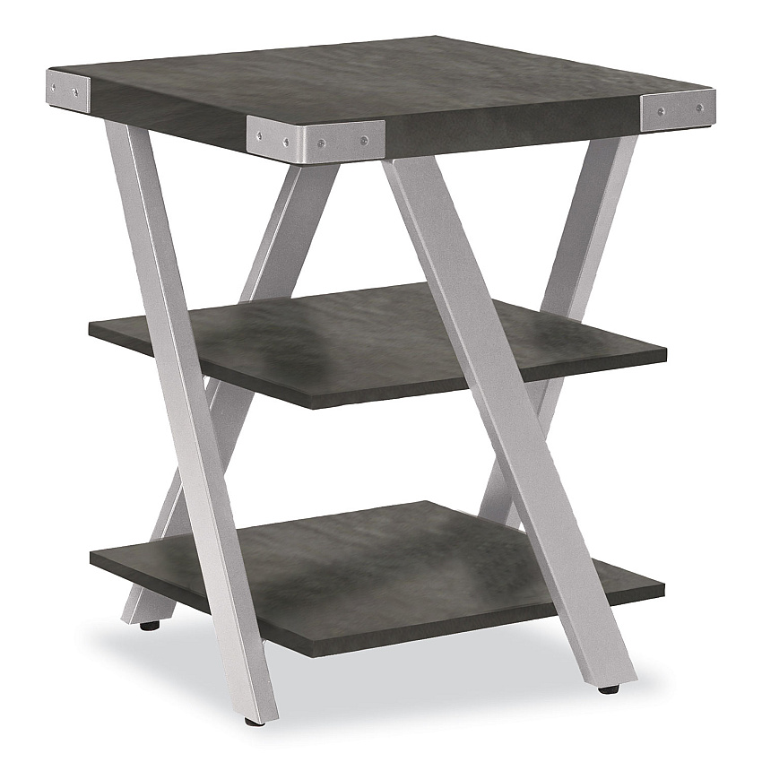 Safco End Table, Square, 20 x 20 x 25, Stone Gray Top, Silver Base (MRETSGY)