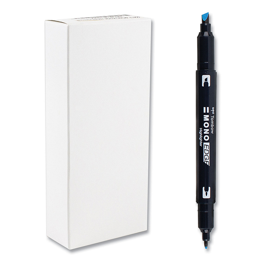 Tombow Highlighters, Skyblue Ink, Bullet/Chisel Tip, Skyblue Barrel, 10/Box (56413)