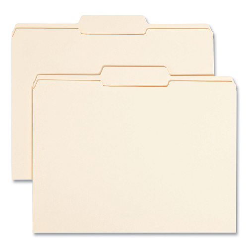 Smead Reinforced Tab Manila File Folders, 1/3-Cut Tabs: Center Position, Letter Size, 0.75" Expansion, 11-pt Manila, 100/Box 8 1/2" x 11" - 3/4" Expansion - Top Tab Location - Center Tab Position - 11 pt. - 2 Plys - Manila - Reinforced, Durable, R (10336)