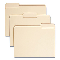 Smead 100% Recycled Manila Top Tab File Folders, 1/3-Cut Tabs: Assorted, Letter Size, 0.75