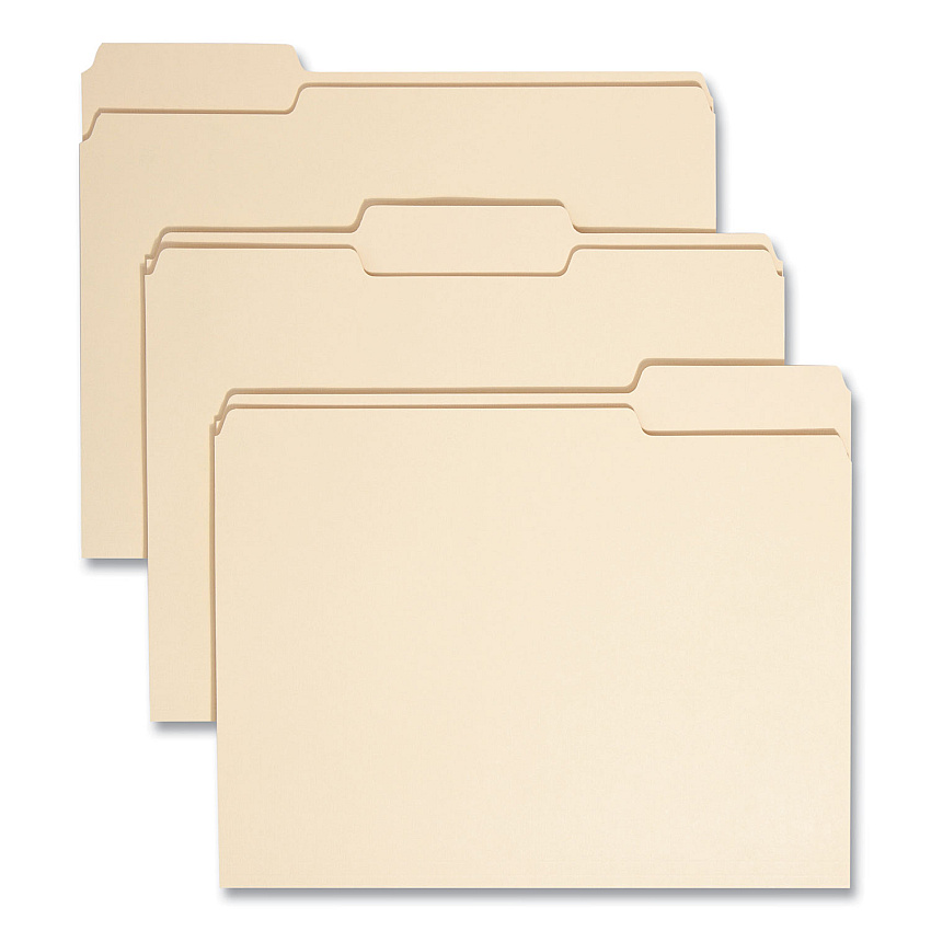 Smead 100% Recycled Manila Top Tab File Folders, 1/3-Cut Tabs: Assorted, Letter Size, 0.75" Expansion, Manila, 100/Box (10339)