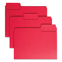 Smead SuperTab Colored File Folders, 1/3-Cut Tabs: Assorted, Letter Size, 0.75" Expansion, 11-pt Stock, Red, 100/Box (11983)