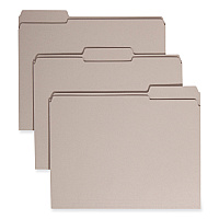 Smead Reinforced Top Tab Colored File Folders, 1/3-Cut Tabs: Assorted, Letter Size, 0.75" Expansion, Gray, 100/Box (12334)
