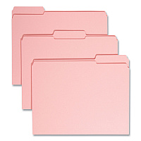 Smead Reinforced Top Tab Colored File Folders, 1/3-Cut Tabs: Assorted, Letter Size, 0.75" Expansion, Pink, 100/Box (12634)