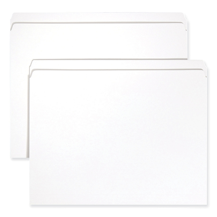 Smead Reinforced Top Tab Colored File Folders, Straight Tabs, Letter Size, 0.75" Expansion, White, 100/Box (12810)