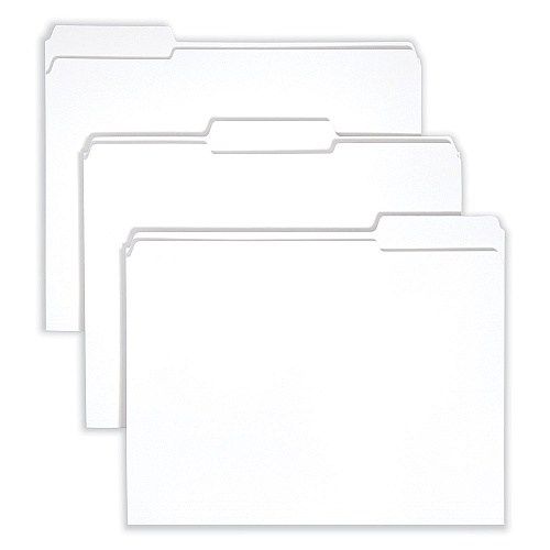 Smead Reinforced Top Tab Colored File Folders, 1/3-Cut Tabs: Assorted, Letter Size, 0.75" Expansion, White, 100/Box (12834)