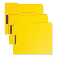 Smead Top Tab Colored Fastener Folders, 0.75" Expansion, 2 Fasteners, Letter Size, Yellow Exterior, 50/Box (12940)